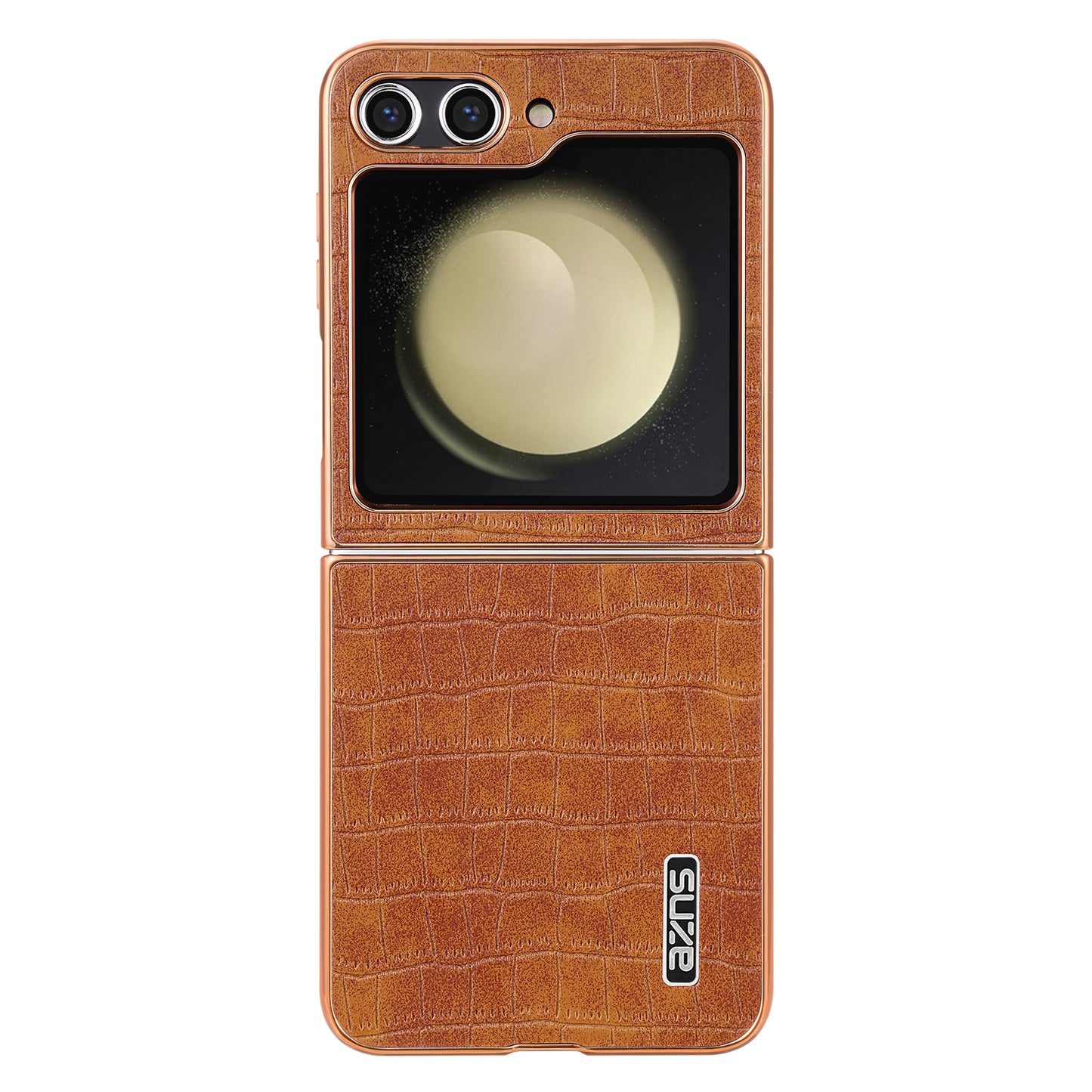 AZNS For Samsung Galaxy Z Flip6 5G Case Crocodile Pattern PU Leather Phone Cover - Brown