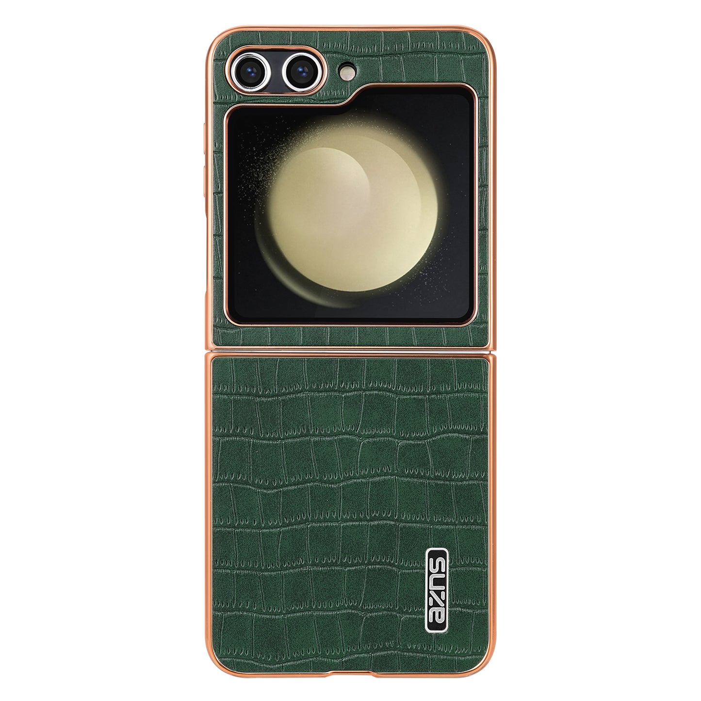 AZNS For Samsung Galaxy Z Flip6 5G Case Crocodile Pattern PU Leather Phone Cover - Green