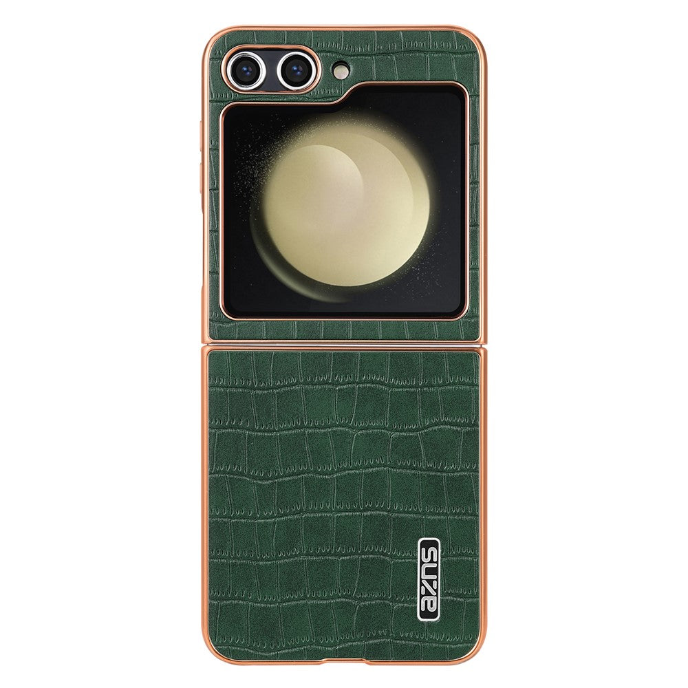 AZNS For Samsung Galaxy Z Flip7 FE 5G / Z Flip6 5G Case Crocodile Pattern PU Leather Phone Cover - Green
