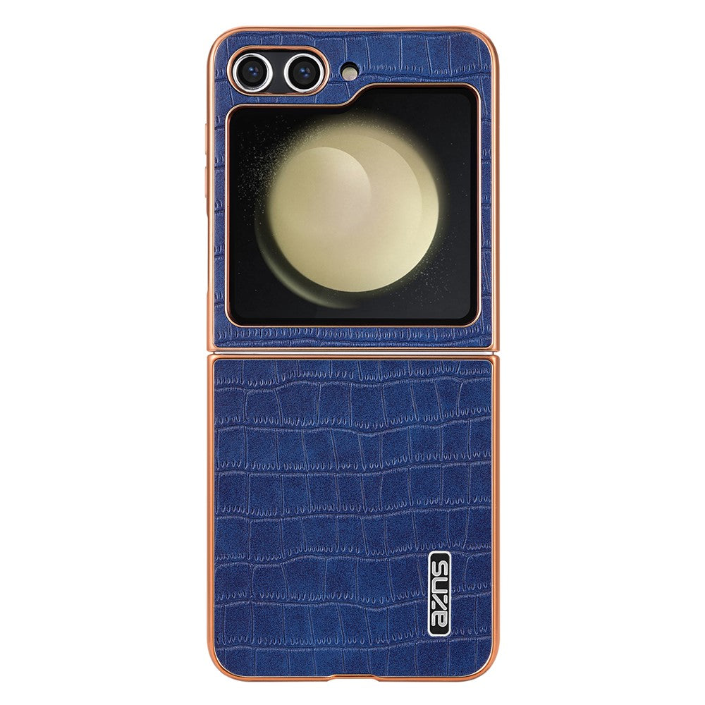 AZNS For Samsung Galaxy Z Flip7 FE 5G / Z Flip6 5G Case Crocodile Pattern PU Leather Phone Cover - Blue