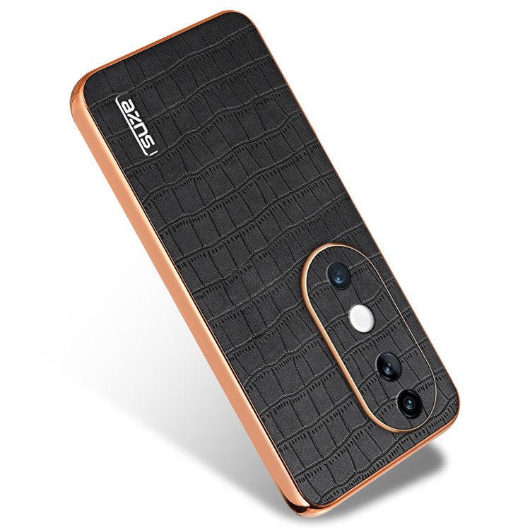 AZNS For vivo S19 5G Case PU Leather Classic Crocodile Pattern Phone Cover - Black