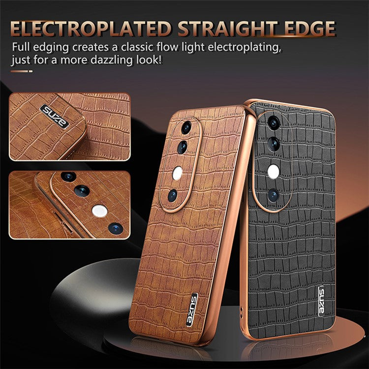 AZNS For vivo S19 5G Case PU Leather Classic Crocodile Pattern Phone Cover - Black