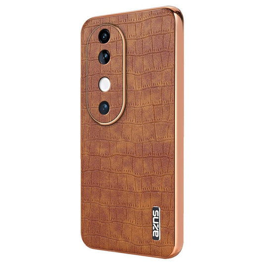 AZNS For vivo S19 5G Case PU Leather Classic Crocodile Pattern Phone Cover - Brown