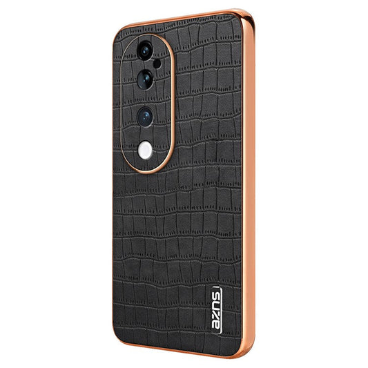 AZNS For vivo S19 Pro 5G Case PU+TPU Electroplating Phone Cover Crocodile Texture - Black
