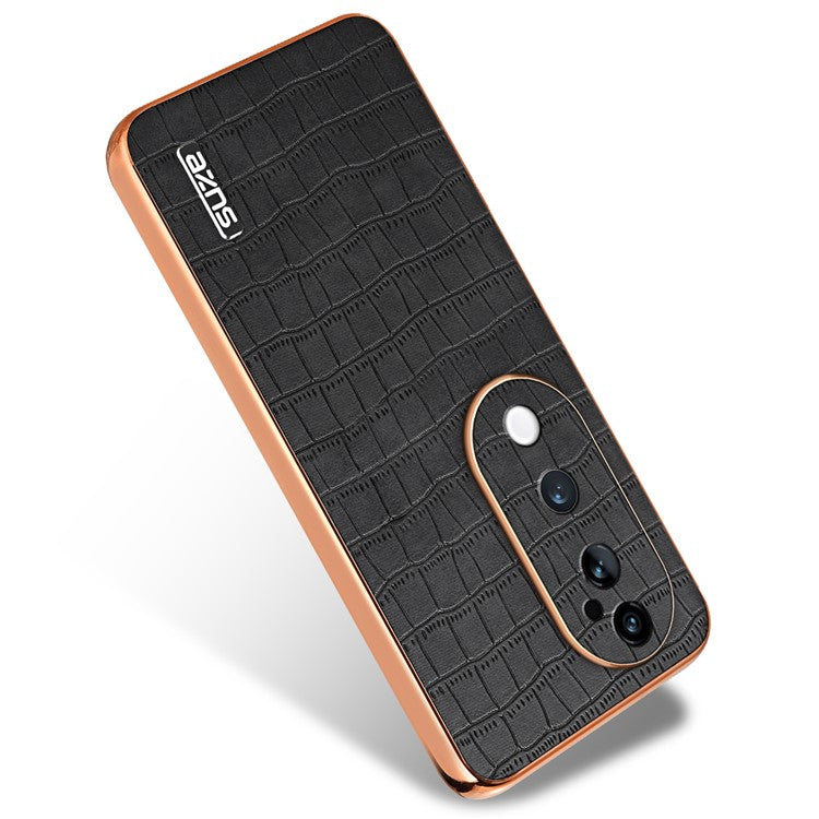 AZNS For vivo S19 Pro 5G Case PU+TPU Electroplating Phone Cover Crocodile Texture - Black