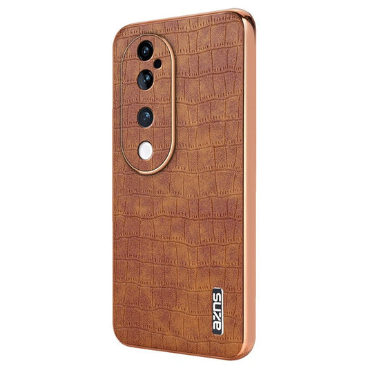 AZNS For vivo S19 Pro 5G Case PU+TPU Electroplating Phone Cover Crocodile Texture - Brown