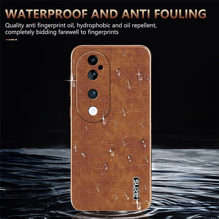 AZNS For vivo S19 Pro 5G Case PU+TPU Electroplating Phone Cover Crocodile Texture - Brown
