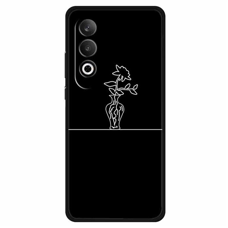 For OnePlus Nord CE4 5G / Oppo K12 Case Shockproof TPU Phone Cover Line Pattern Design - Sunflower in Vase