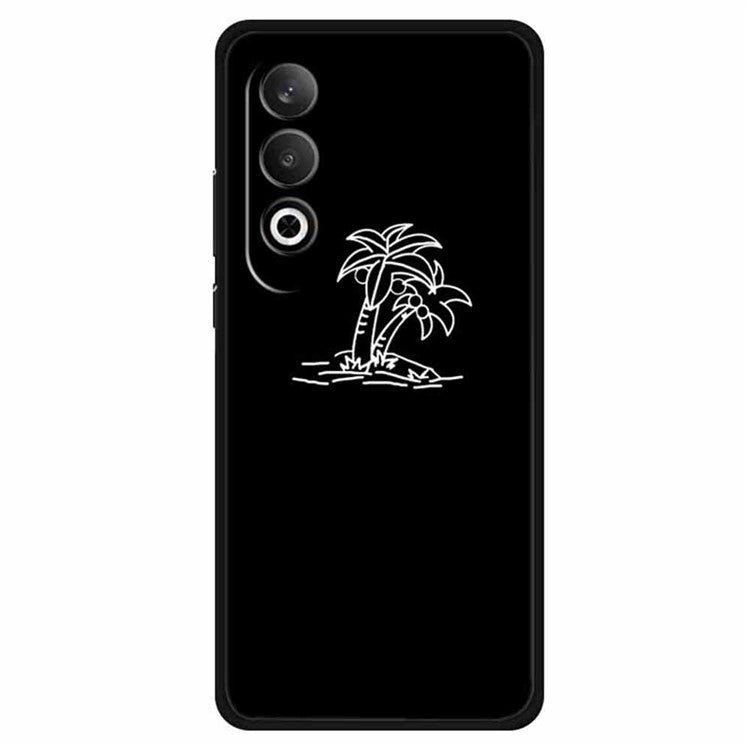 For OnePlus Nord CE4 5G / Oppo K12 Case Shockproof TPU Phone Cover Line Pattern Design - Coconut Tree