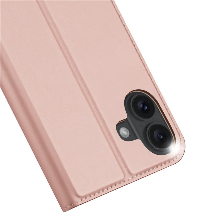 DUX DUCIS Skin Pro Series For iPhone 16 Case Leather Flip Phone Cover with Card Slots - Pink