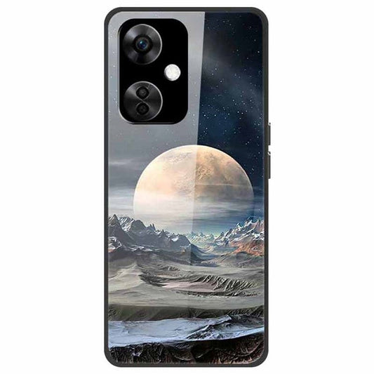 For OnePlus Nord CE3 5G Case Pattern Printing Tempered Glass Cell Phone Cover - White Planet