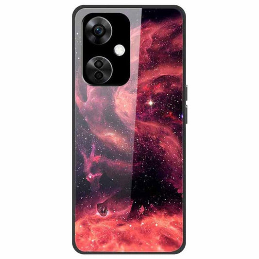 For OnePlus Nord CE3 5G Pattern Case TPU Tempered Glass Shockproof Phone Cover - Cloud Bird