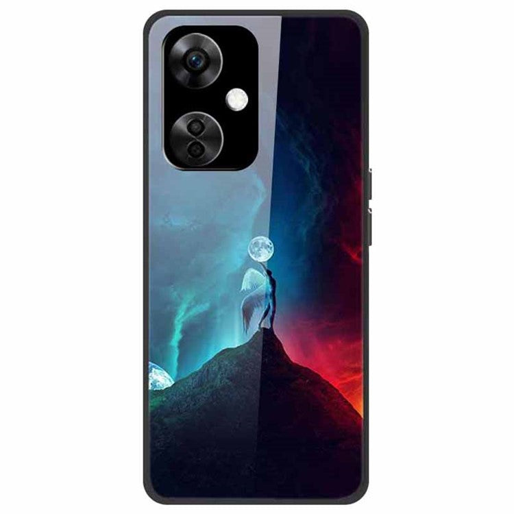 For OnePlus Nord CE3 5G Pattern Case TPU Tempered Glass Shockproof Phone Cover - Angel / Moon