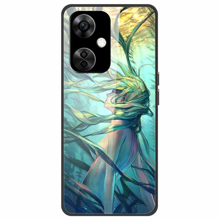 For OnePlus Nord CE3 5G Pattern Case TPU Tempered Glass Shockproof Phone Cover - Mermaid
