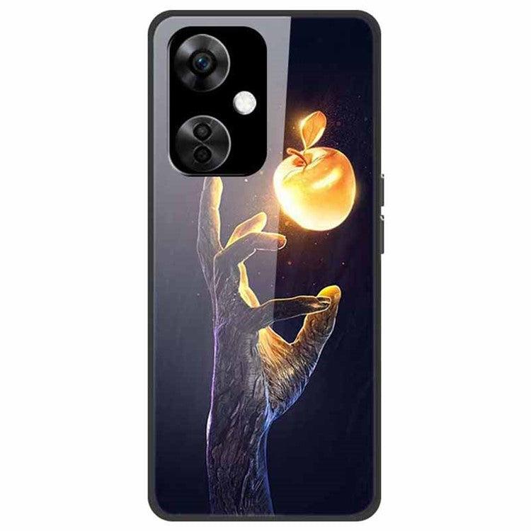 For OnePlus Nord CE3 5G Pattern Case TPU Tempered Glass Shockproof Phone Cover - Golden Fruit