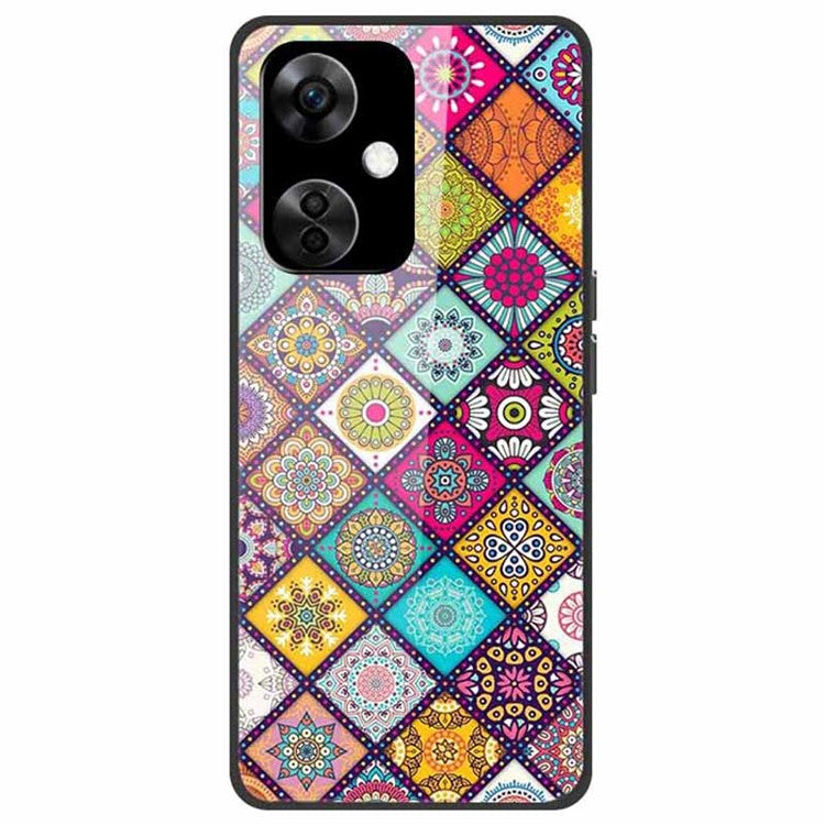 For OnePlus Nord CE3 5G Pattern Case TPU Tempered Glass Shockproof Phone Cover - Colorful Flower Patterns