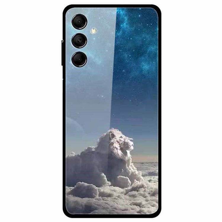 For Samsung Galaxy M14 5G Case Anti-Scratch Tempered Glass Pattern Phone Cover - Cloud Lion