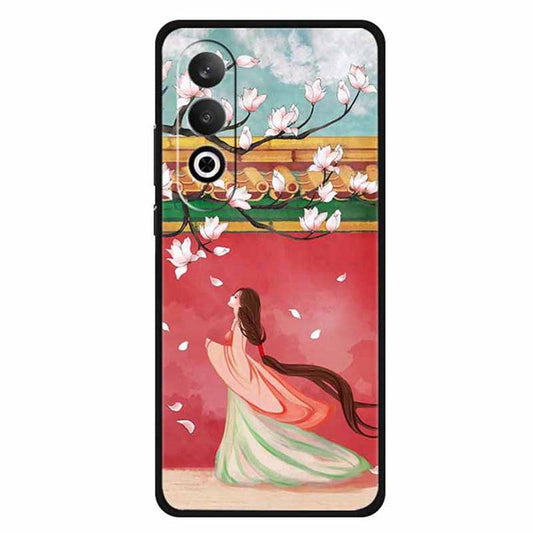 For OnePlus Nord CE4 5G / Oppo K12 Case Unique Pattern Slim TPU Phone Cover - Peach Blossom Woman