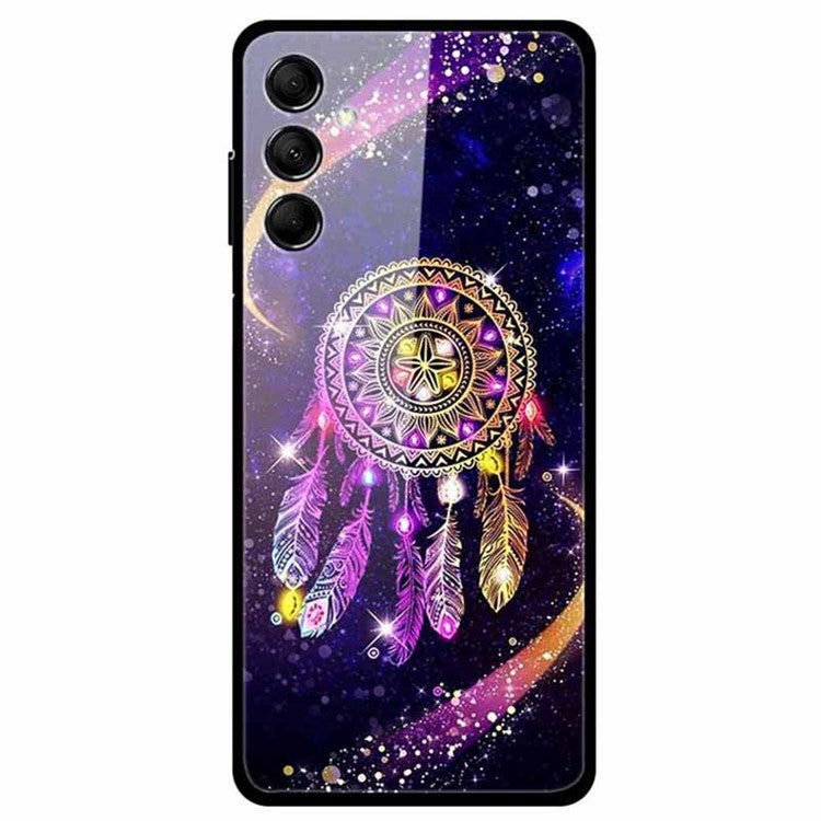 For Samsung Galaxy M14 5G Cell Phone Case Pattern Print Tempered Glass+TPU Cover - Dream Catcher