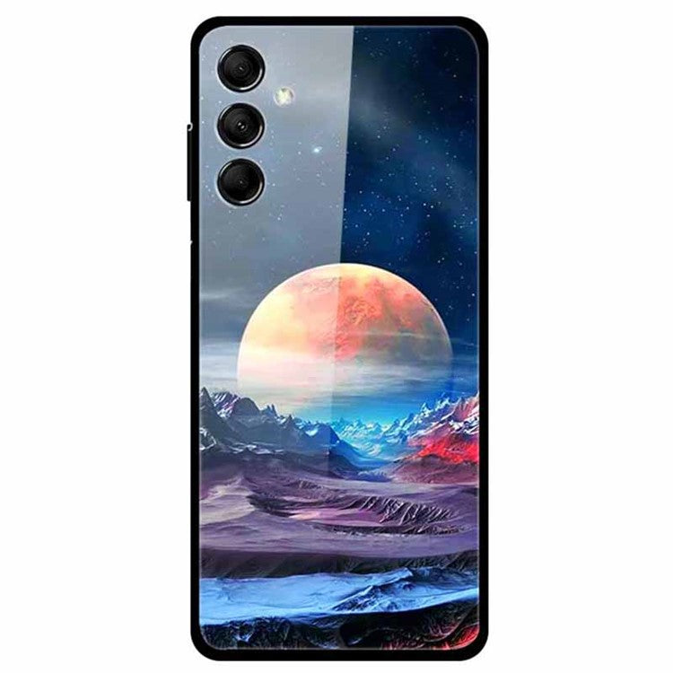 For Samsung Galaxy M14 5G Cell Phone Case Pattern Print Tempered Glass+TPU Cover - Planet