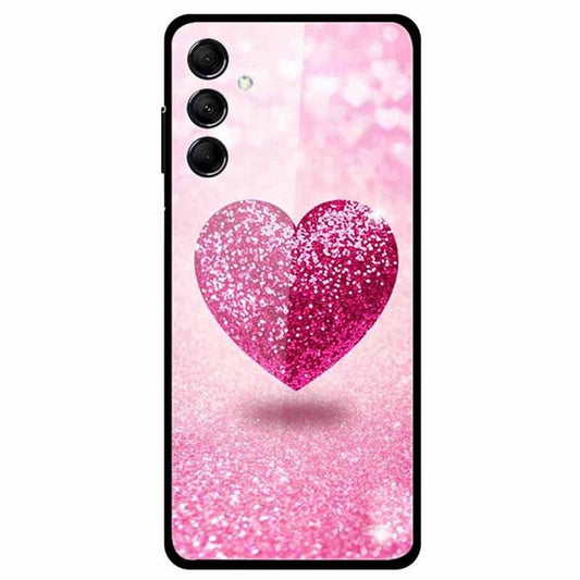 For Samsung Galaxy M14 5G Cell Phone Case Pattern Print Tempered Glass+TPU Cover - Heart