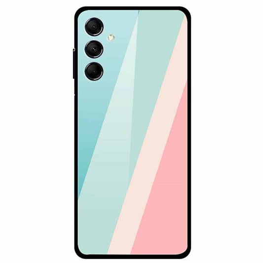 For Samsung Galaxy M14 5G Case Pattern Print Tempered Glass+TPU Anti-scratch Phone Cover - Light Green and Pink