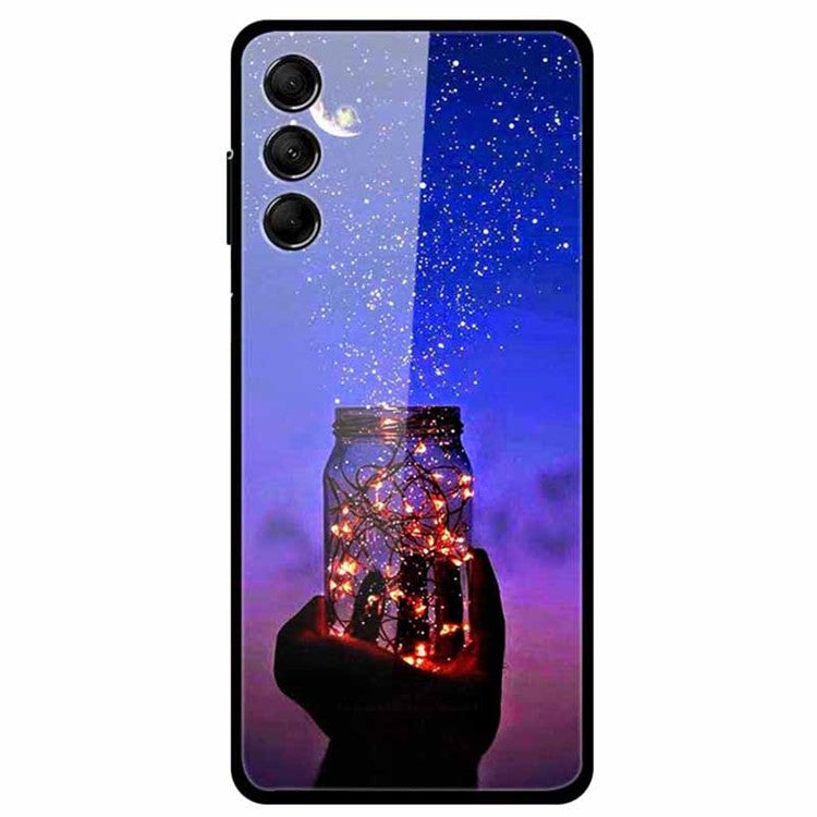 For Samsung Galaxy M14 5G Case Pattern Print Tempered Glass+TPU Anti-scratch Phone Cover - String Lights