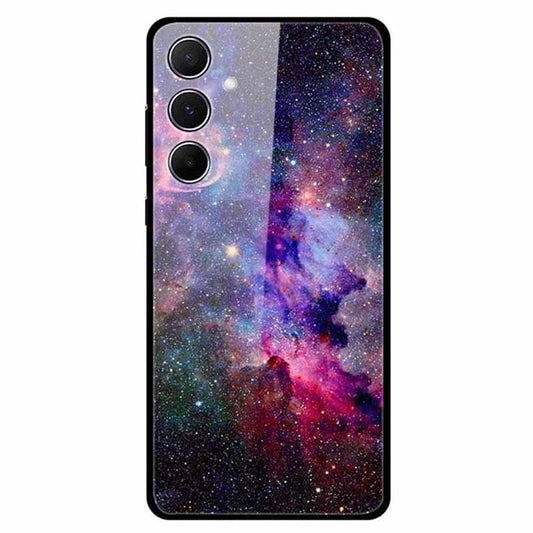 For Samsung Galaxy A55 5G Case Stylish Pattern Print Tempered Glass+TPU Phone Cover - Chaotic Sky