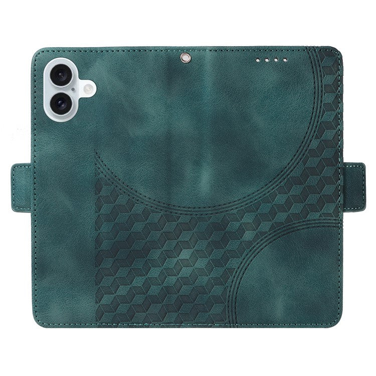 For iPhone 16 Plus Case Rhombus Starry PU Leather Protective Phone Cover -  Green