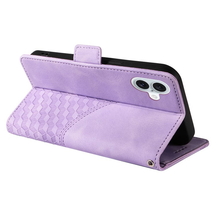 For iPhone 16 Plus Case Rhombus Starry PU Leather Protective Phone Cover -  Purple