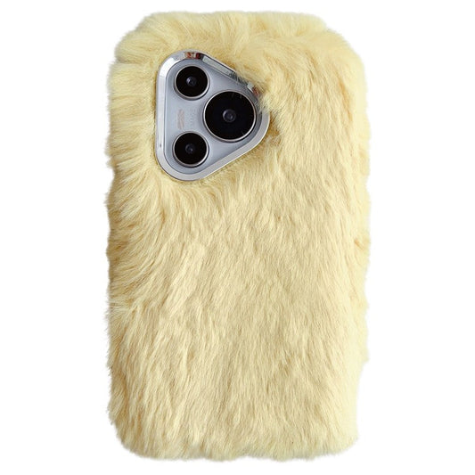 For Huawei Pura 70 Cell Phone Cases Silver Camera Frame Fluffy TPU Cover - Beige