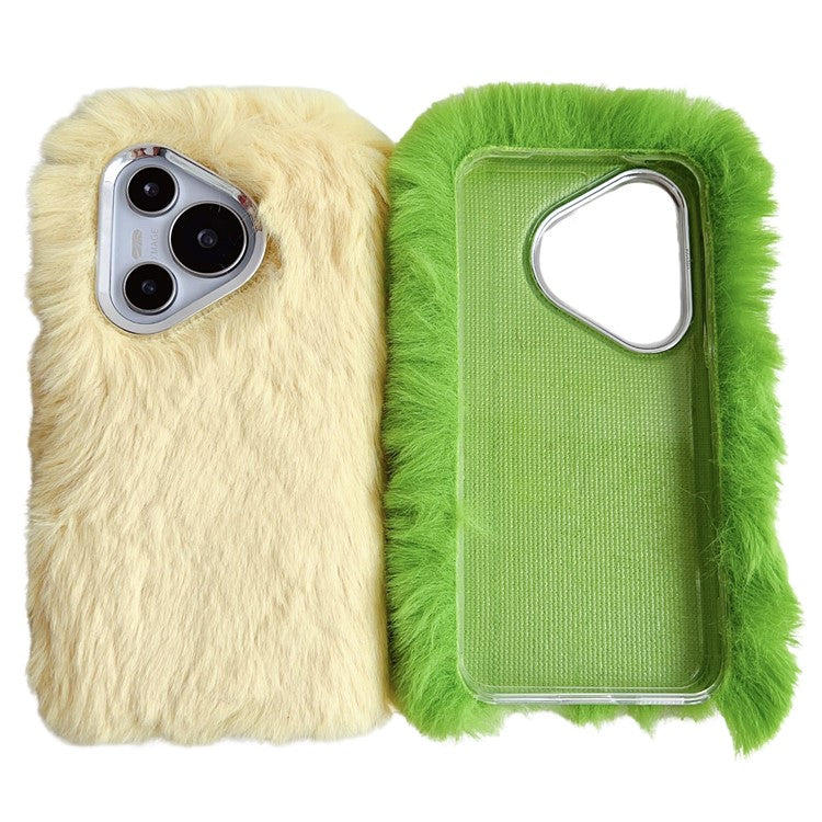 For Huawei Pura 70 Cell Phone Cases Silver Camera Frame Fluffy TPU Cover - Beige