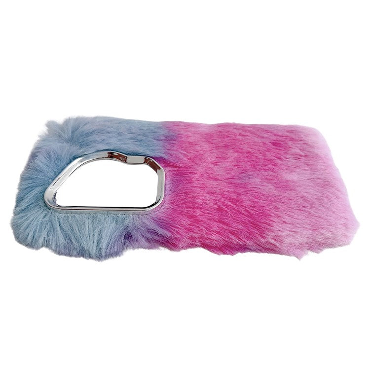 For Huawei Pura 70 Ultra Cell Phone Cases Silver Camera Frame Fluffy TPU Cover - Blue+Pink