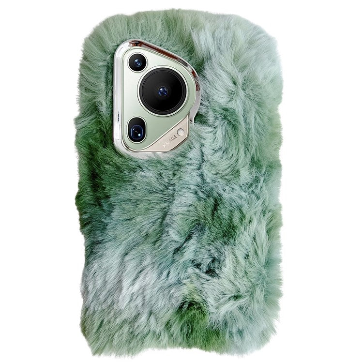 For Huawei Pura 70 Ultra Cell Phone Cases Silver Camera Frame Fluffy TPU Cover - Green