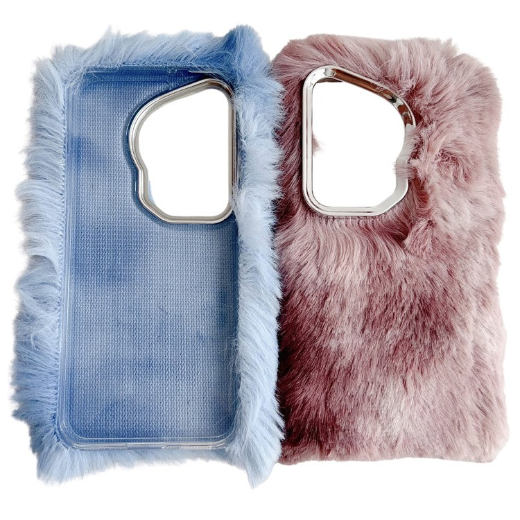 For Huawei Pura 70 Ultra Cell Phone Cases Silver Camera Frame Fluffy TPU Cover - Blue