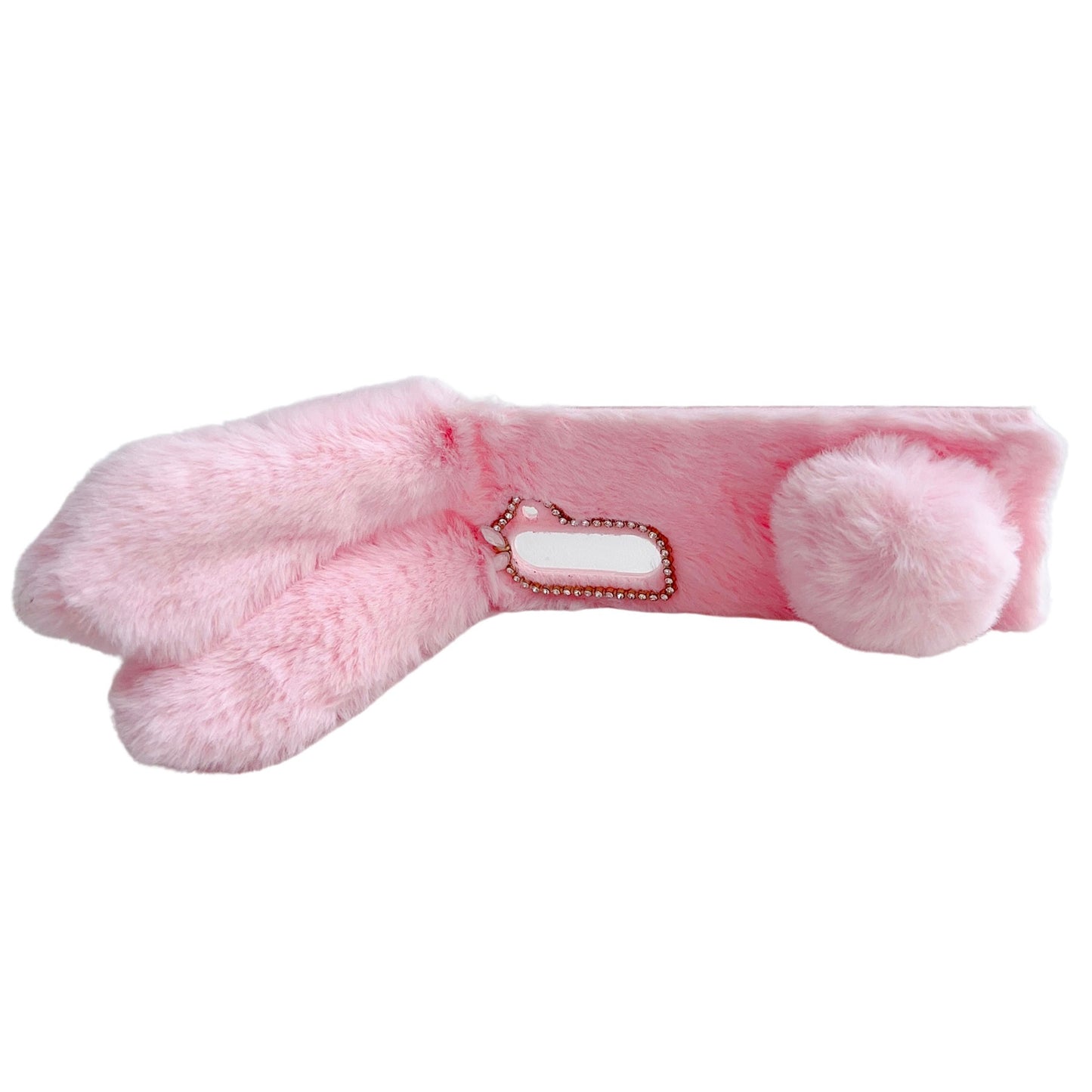 Folding Phone Case for Samsung Galaxy Z Fold6 5G Fluffy Rabbit Ears Acrylic Cover - Pink