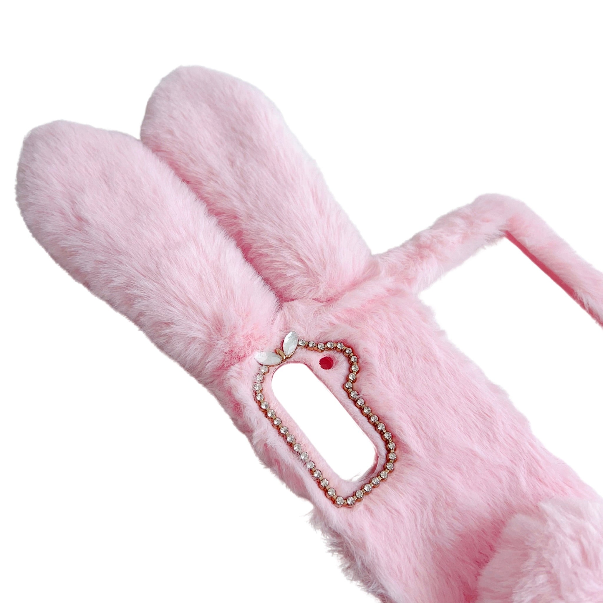 Folding Phone Case for Samsung Galaxy Z Fold6 5G Fluffy Rabbit Ears Acrylic Cover - Grey