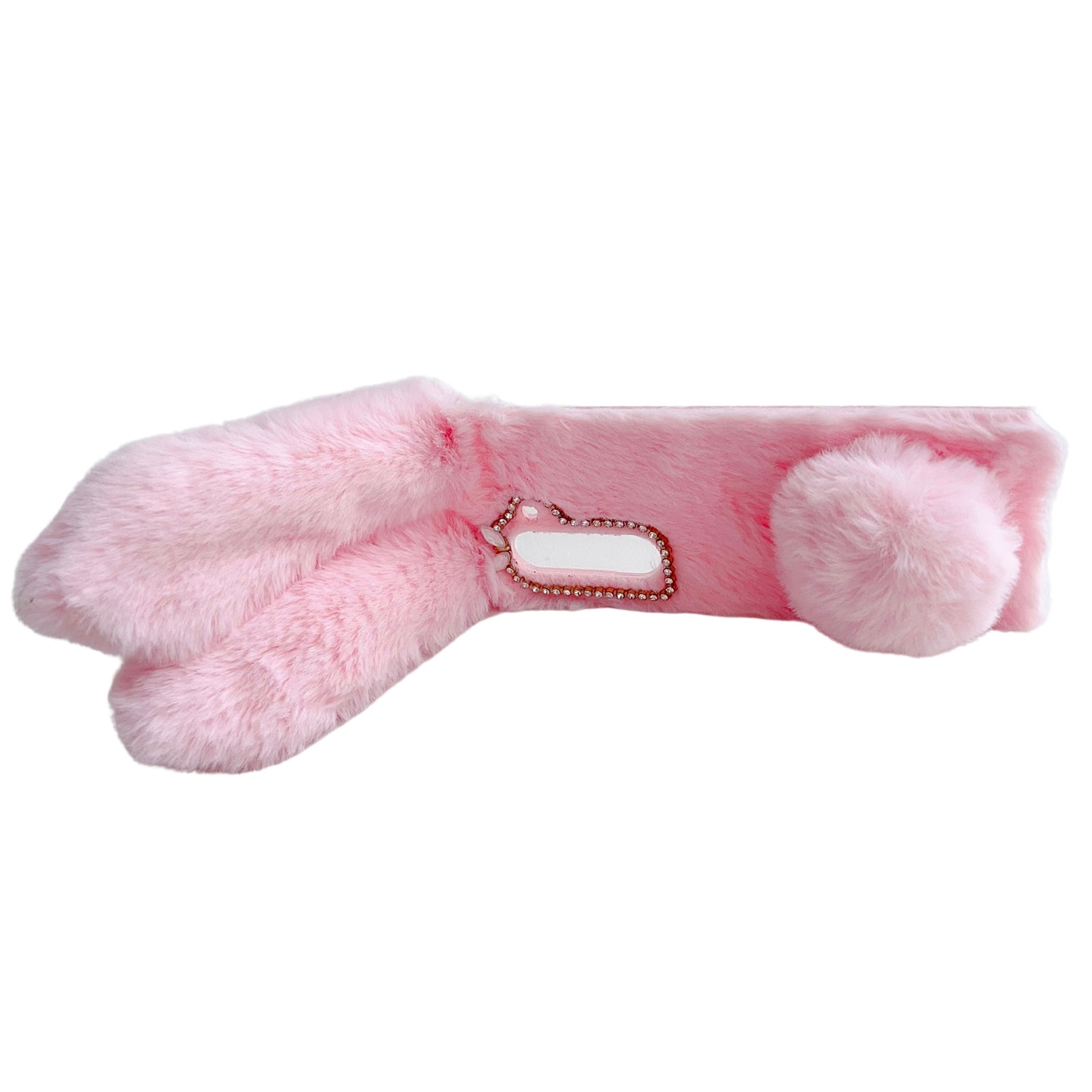 Folding Phone Case for Samsung Galaxy Z Fold6 5G Fluffy Rabbit Ears Acrylic Cover - Grey