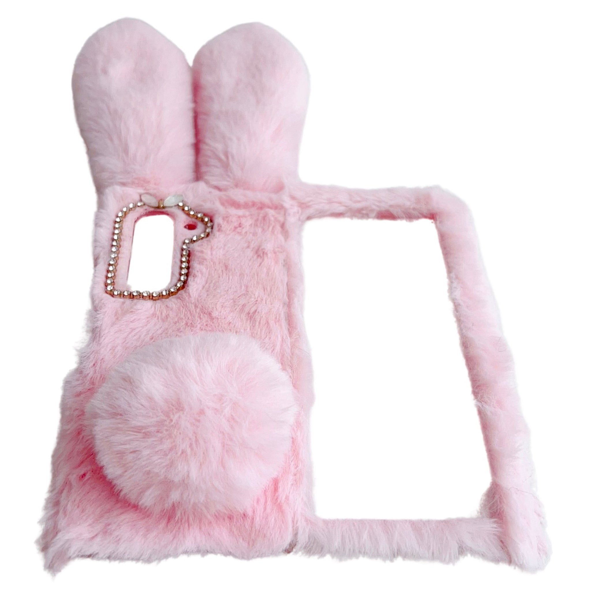 Folding Phone Case for Samsung Galaxy Z Fold6 5G Fluffy Rabbit Ears Acrylic Cover - Grey