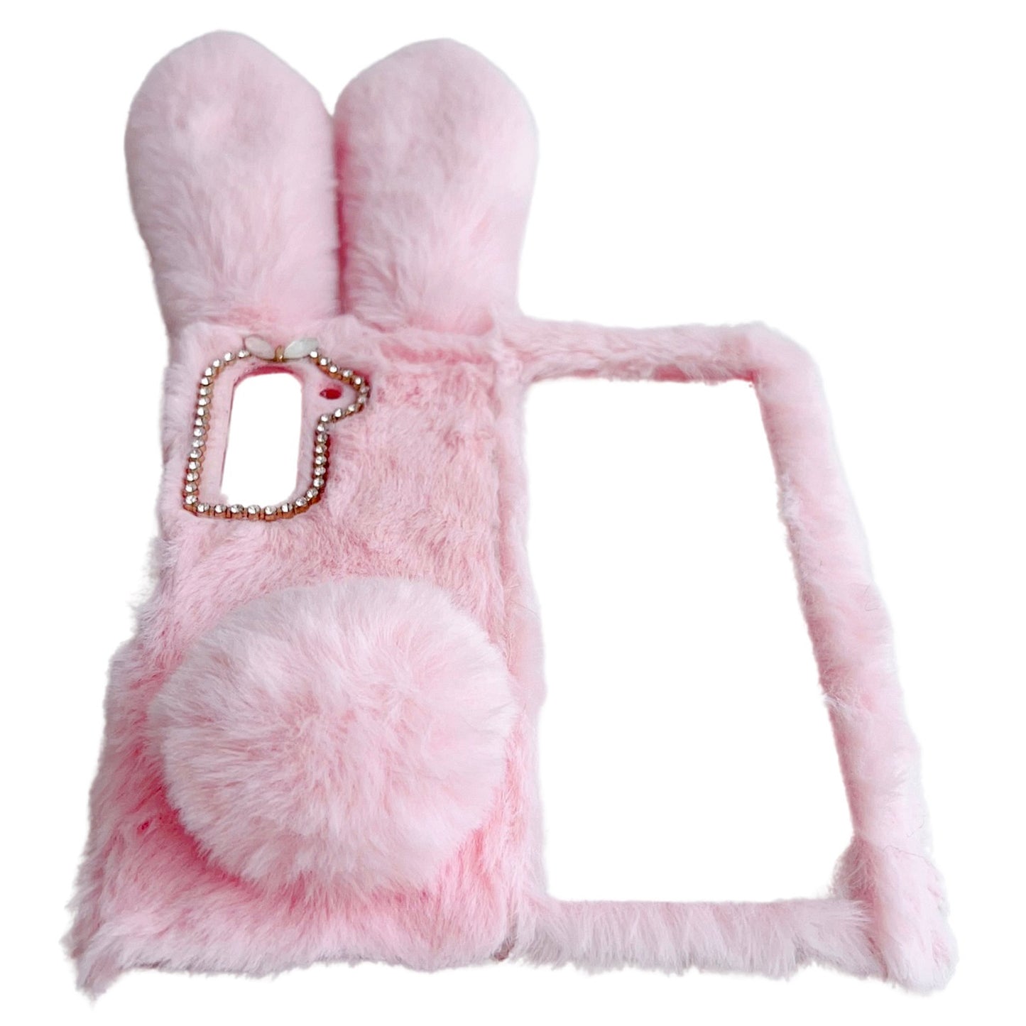 Folding Phone Case for Samsung Galaxy Z Fold6 5G Fluffy Rabbit Ears Acrylic Cover - Grey