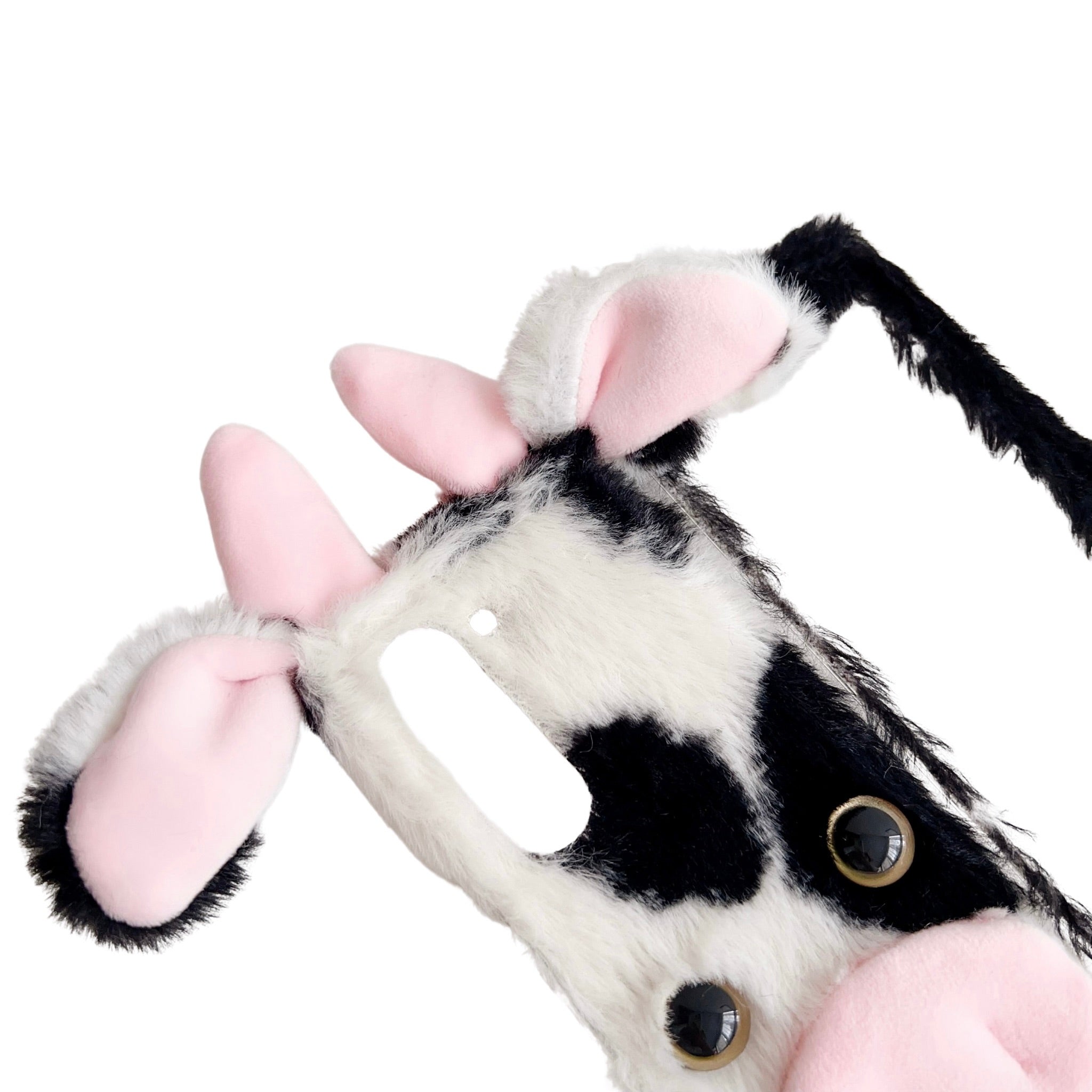 Folding Phone Case for Samsung Galaxy Z Fold6 5G Fluffy Cows Ear Acrylic Cover - Rose