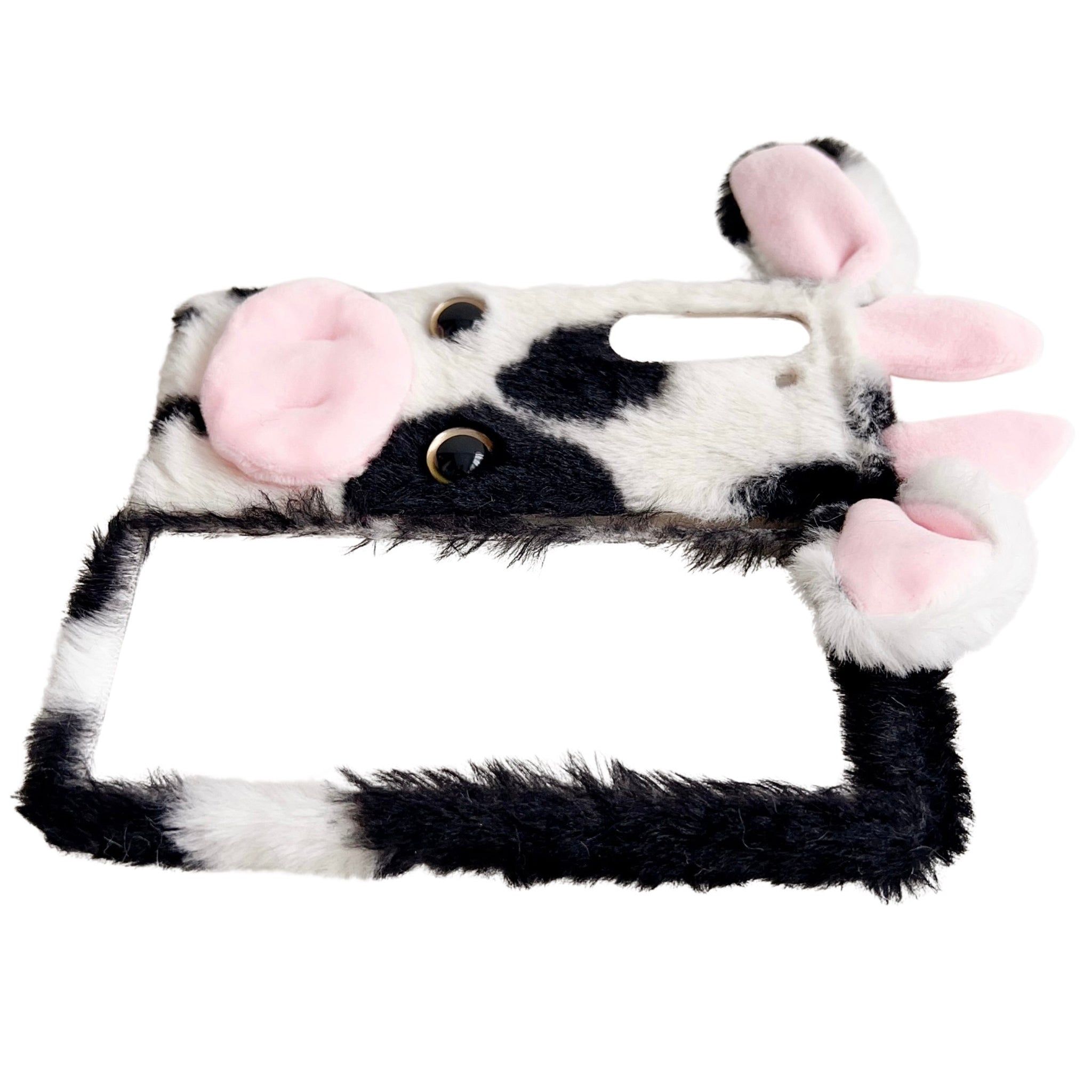 Folding Phone Case for Samsung Galaxy Z Fold6 5G Fluffy Cows Ear Acrylic Cover - Red