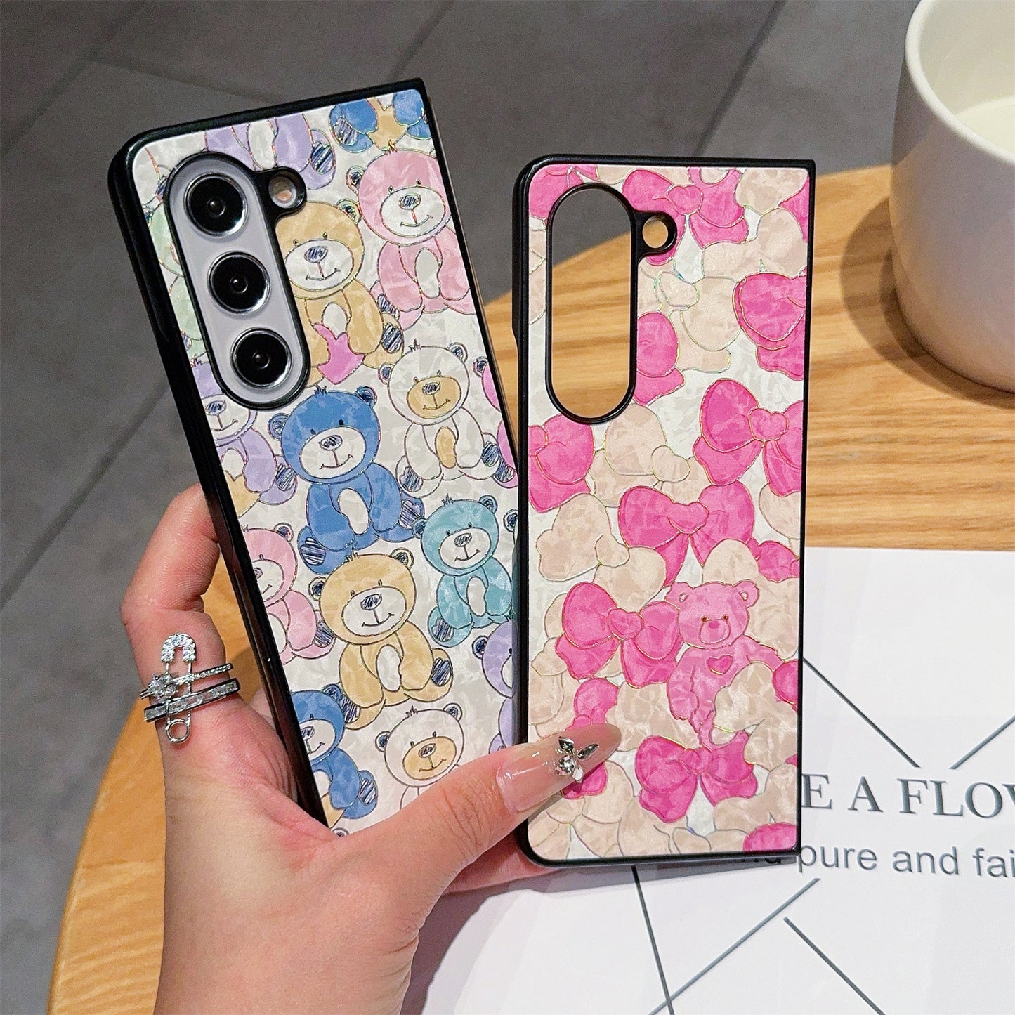 For Samsung Galaxy Z Fold6 5G Case Lacquered Pattern PU Leather PC Phone Cover - Bowknots