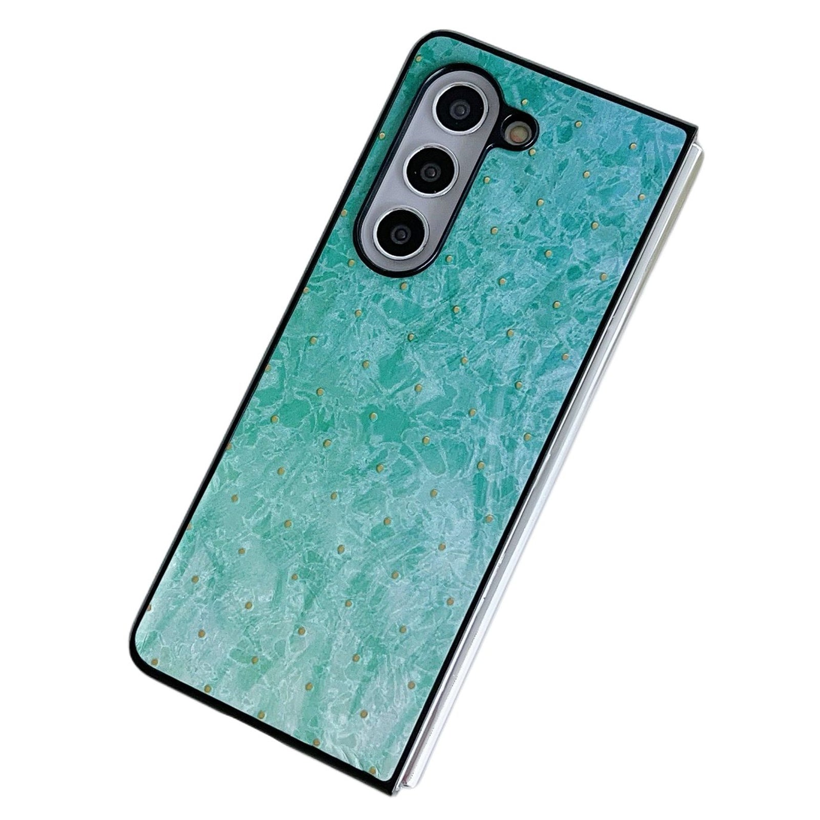 For Samsung Galaxy Z Fold6 5G Case Lacquered Pattern PU Leather PC Phone Cover - Bronzing Dots