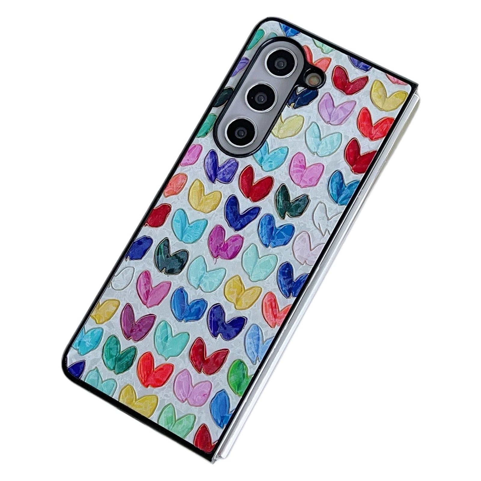 For Samsung Galaxy Z Fold6 5G Case Lacquered Pattern PU Leather PC Phone Cover - Multiple Hearts