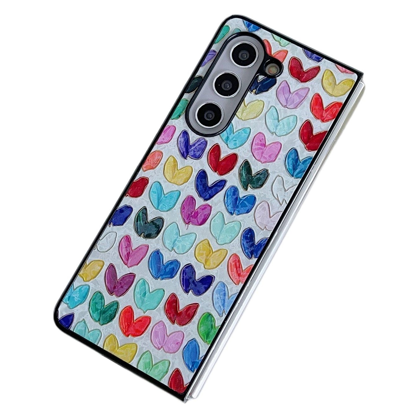 For Samsung Galaxy Z Fold6 5G Case Lacquered Pattern PU Leather PC Phone Cover - Multiple Hearts