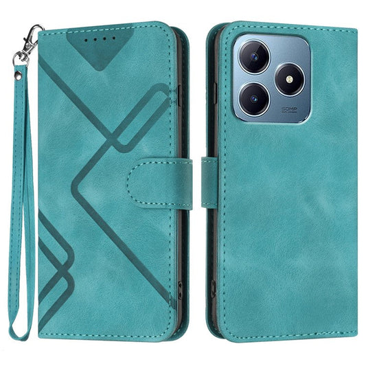 YX0040 For Realme C63 4G Case Leather Phone Cover Geometry Pattern - Baby Blue