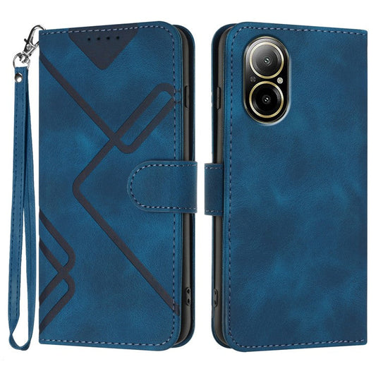 YX0040 For Realme C67 4G Case Wallet Stand PU Leather Geometry Phone Cover - Sapphire