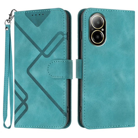 YX0040 For Realme C67 4G Case Wallet Stand PU Leather Geometry Phone Cover - Baby Blue