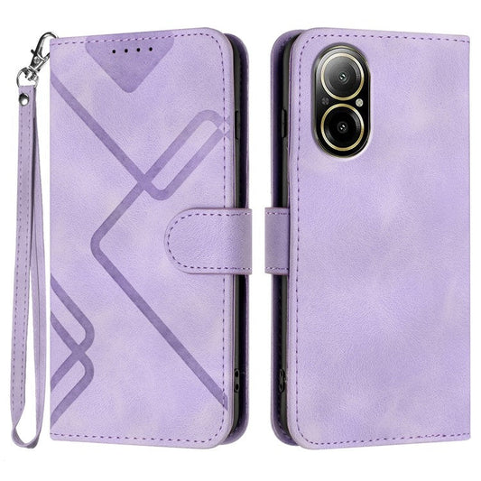 YX0040 For Realme C67 4G Case Wallet Stand PU Leather Geometry Phone Cover - Light Purple